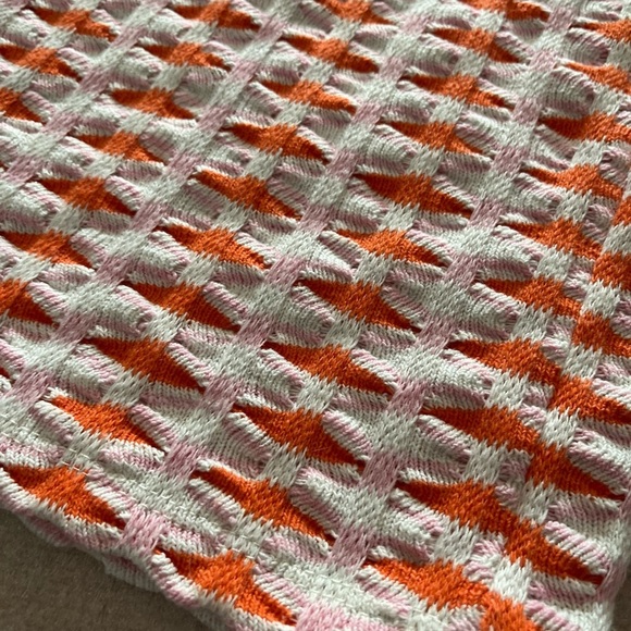 ❤️2/$50❤️[S] Zara Jaquered White Orange Pink Crochet Textured Wide Leg Pant - Picture 6 of 13